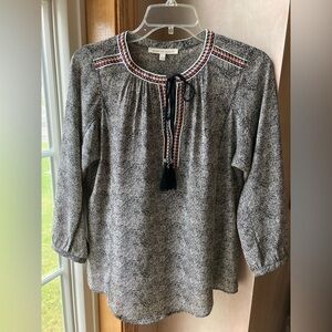 Daniel Rainn Blouse Black Multicolor Tie Small Office Casual